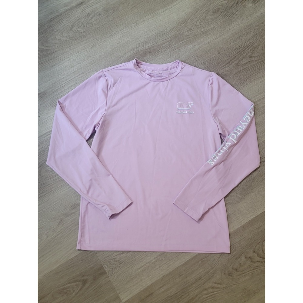 Vineyard Vines Girls Long Sleeve Rash Guard Swim Top M 10-12 Pink Lavender Whale